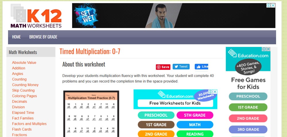free 7th grade math worksheets